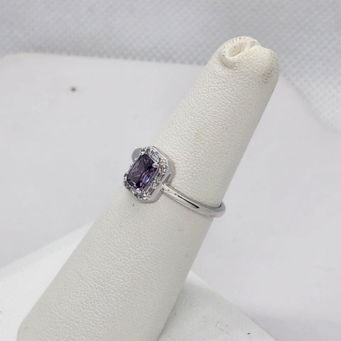 Brand New Sterling Silver 925 Purple Gemstone Band Ring