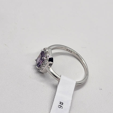 Brand New Sterling Silver 925 Purple Gemstone Band Ring