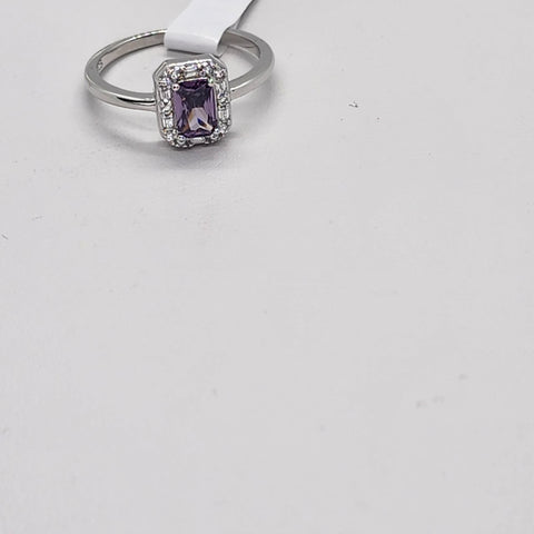 Brand New Sterling Silver 925 Purple Gemstone Band Ring