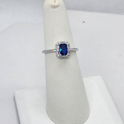 Brand New Sterling Silver 925 Blue Gemstone Band Ring