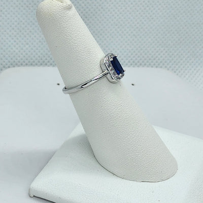 Brand New Sterling Silver 925 Blue Gemstone Band Ring