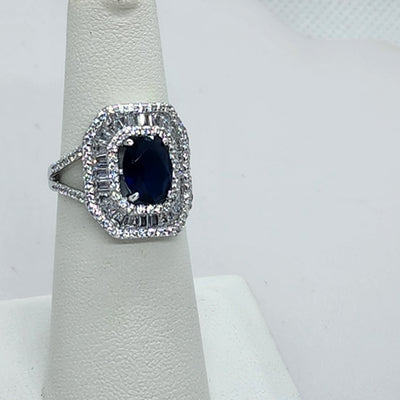 Brand New Sterling Silver 925 Blue Gemstone Ring