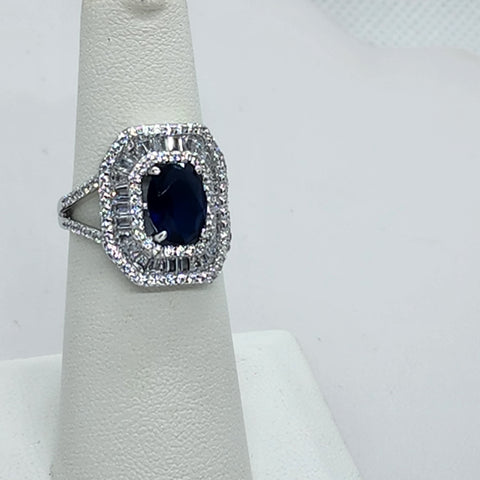 Brand New Sterling Silver 925 Blue Gemstone Ring