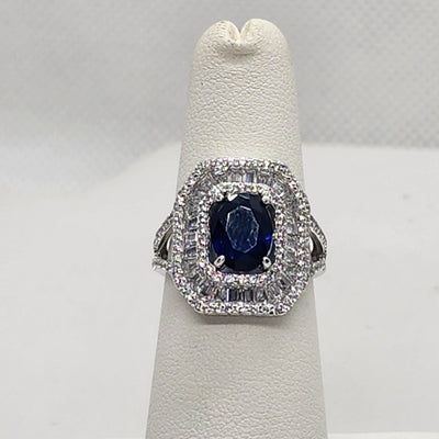 Brand New Sterling Silver 925 Blue Gemstone Ring