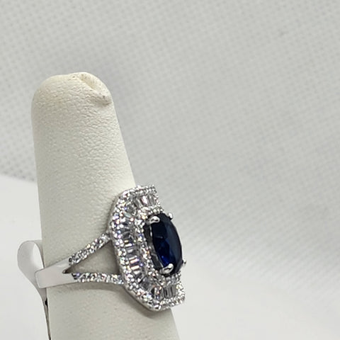Brand New Sterling Silver 925 Blue Gemstone Ring