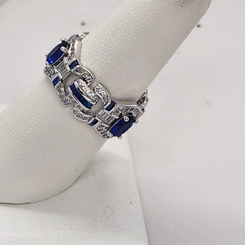 Brand New Sterling SIlver 925 Multi blue gemstones Ring