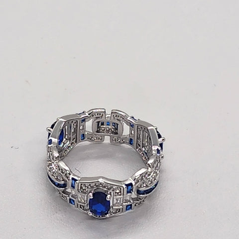 Brand New Sterling SIlver 925 Multi blue gemstones Ring