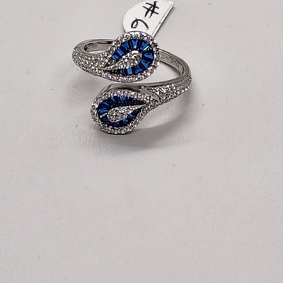 Brand New Sterling Silver 925 Multi Blue Gemstones Ring