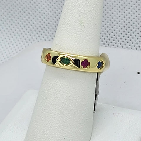 Brand New Sterling Silver 925 Multi Color GemStone Ring