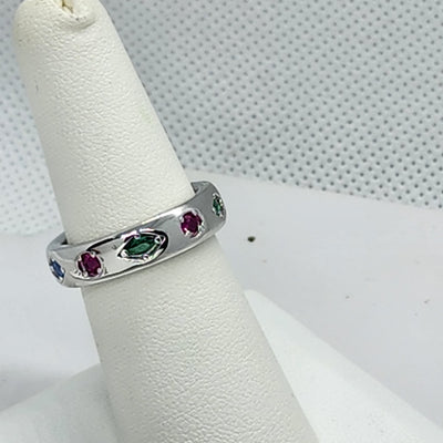 Brand New Sterling Silver 925 Multi Color GemStone Ring