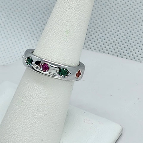 Brand New Sterling Silver 925 Multi Color GemStone Ring