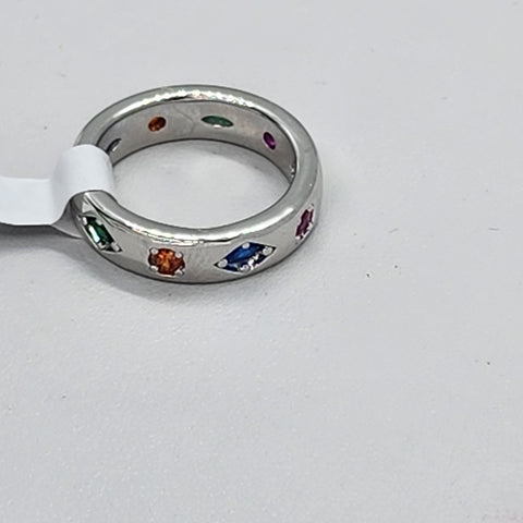 Brand New Sterling Silver 925 Multi Color GemStone Ring