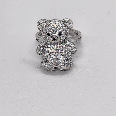 Brand New Sterling Silver 925 Teddy Bear with Heart Ring