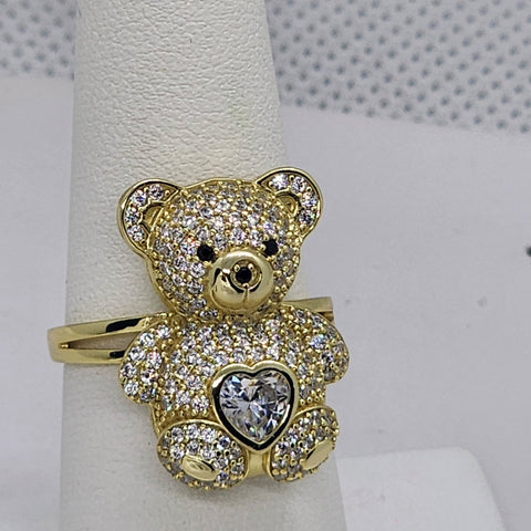 Brand New Sterling Silver 925 Teddy Bear with Heart Ring