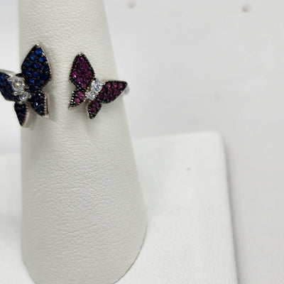 Brand New Sterling Silver 925 Double Butterfly Ring