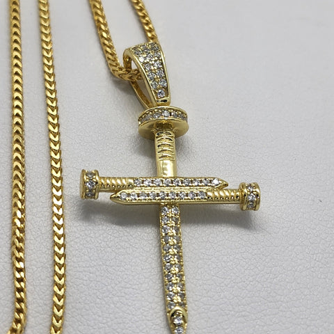 Brand New Sterling SIlver 925 Nail Cross Design Necklace