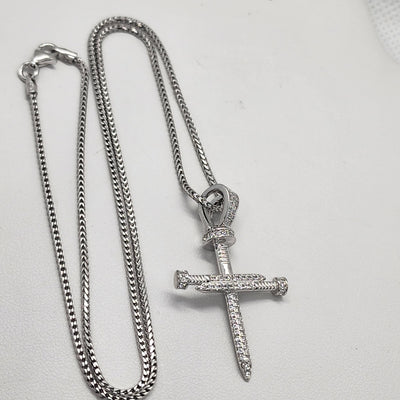 Brand New Sterling SIlver 925 Nail Cross Design Necklace