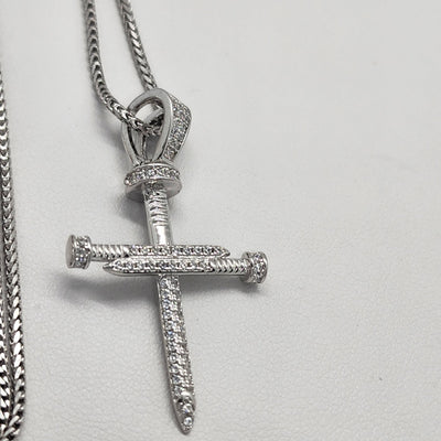 Brand New Sterling SIlver 925 Nail Cross Design Necklace