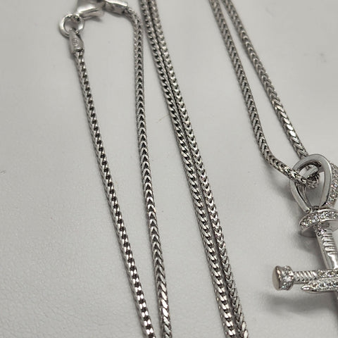 Brand New Sterling SIlver 925 Nail Cross Design Necklace