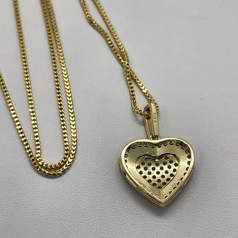 Brand New Sterling Silver 925 Double Heart Necklace