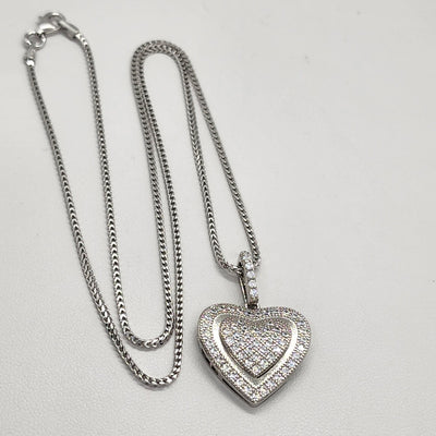 Brand New Sterling Silver 925 Double Heart Necklace