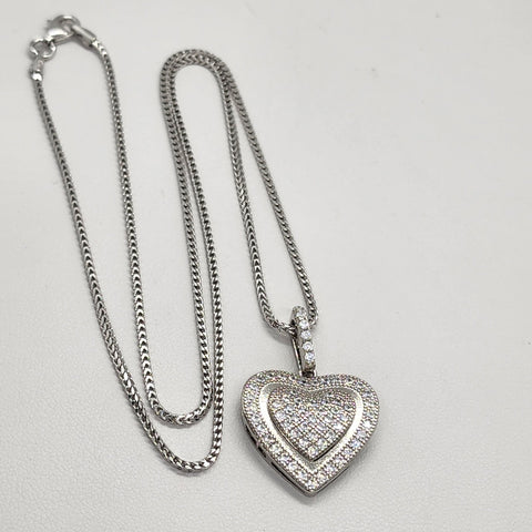 Brand New Sterling Silver 925 Double Heart Necklace