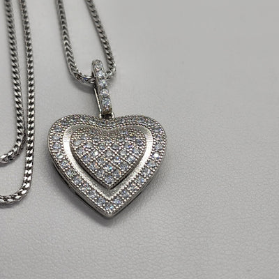 Brand New Sterling Silver 925 Double Heart Necklace