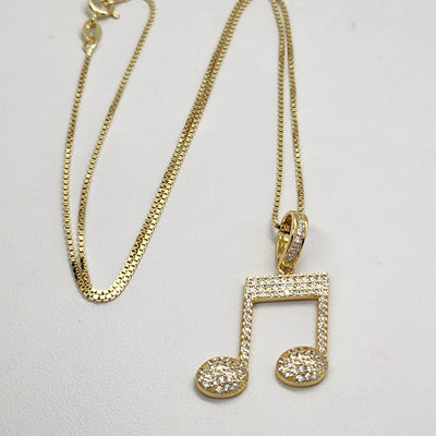 Brand New Sterling Silver 925 Music Note Necklace