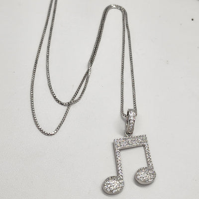 Brand New Sterling Silver 925 Music Note Necklace