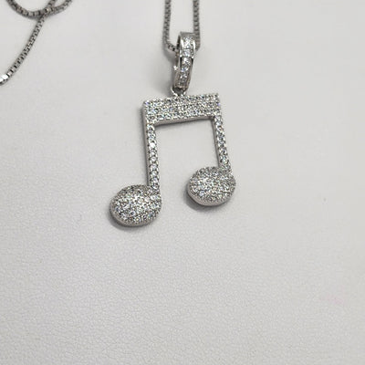 Brand New Sterling Silver 925 Music Note Necklace