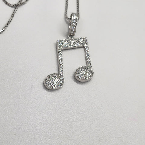 Brand New Sterling Silver 925 Music Note Necklace