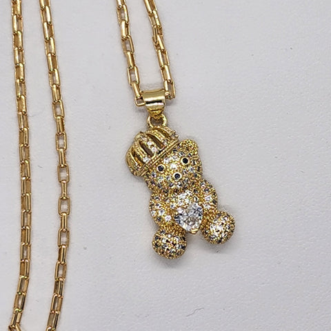 Brand New Crown Teddy Bear Necklace