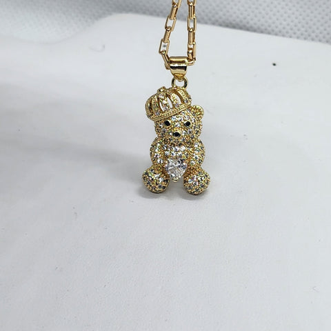 Brand New Crown Teddy Bear Necklace