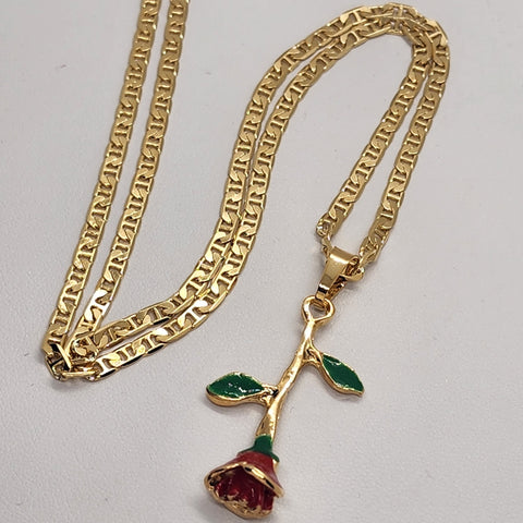 Brand New Brazilian 18k Gold filled Rose Necklace