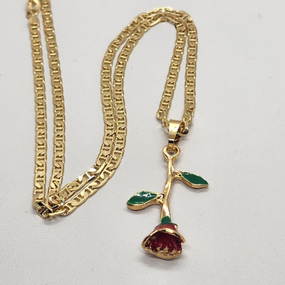 Brand New Brazilian 18k Gold filled Rose Necklace