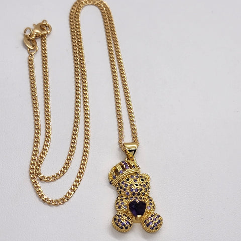 Brand New Crown Teddy Bear Necklace