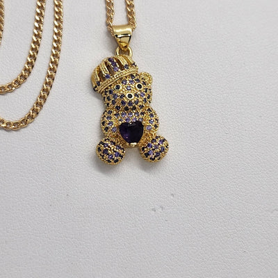 Brand New Crown Teddy Bear Necklace