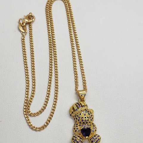 Brand New Crown Teddy Bear Necklace