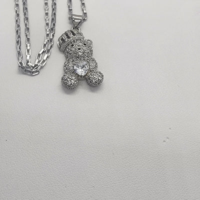 Brand New Crown Teddy Bear Necklace