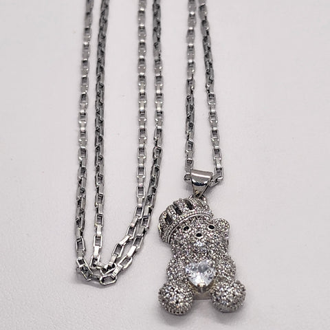 Brand New Crown Teddy Bear Necklace