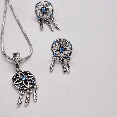 Brand New Sterling Silver 925 2 pcs DreamCatcher Earrings & Necklace