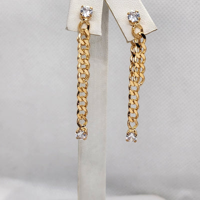 Brand New Brazilian 18k Gold Filled Cubic Link Dangle Earrings