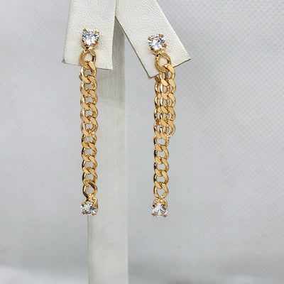 Brand New Brazilian 18k Gold Filled Cubic Link Dangle Earrings