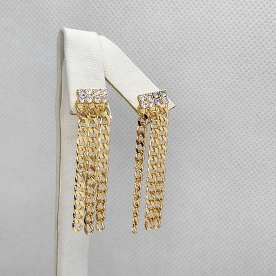 Brand New Brazilian 18k Gold Filled cubic link dangle Earrings