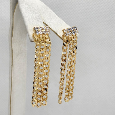 Brand New Brazilian 18k Gold Filled cubic link dangle Earrings