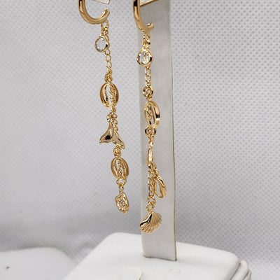 Brand New Brazilian 18k Gold Filled Sea Charms Dangle Earrings