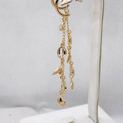 Brand New Brazilian 18k Gold Filled Sea Charms Dangle Earrings