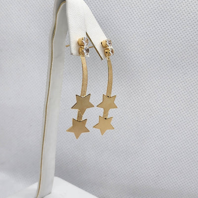 Brand New Brazilian 18k Gold Filled Double Star Earrings