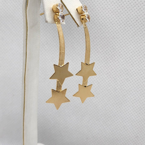 Brand New Brazilian 18k Gold Filled Double Star Earrings