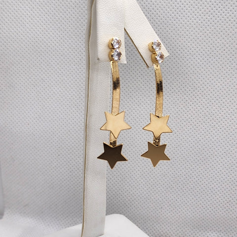 Brand New Brazilian 18k Gold Filled Double Star Earrings